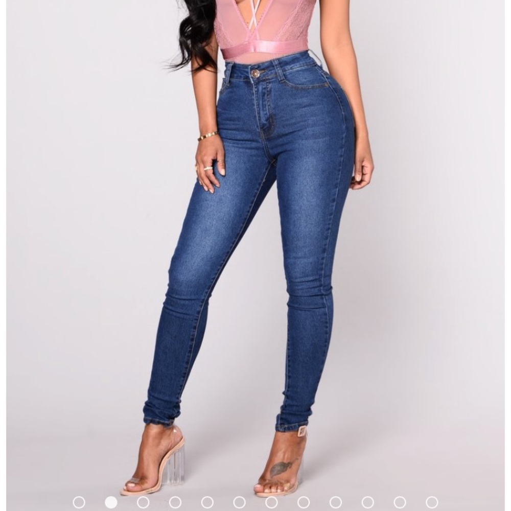 First pick high rise jeans -medium blue wash